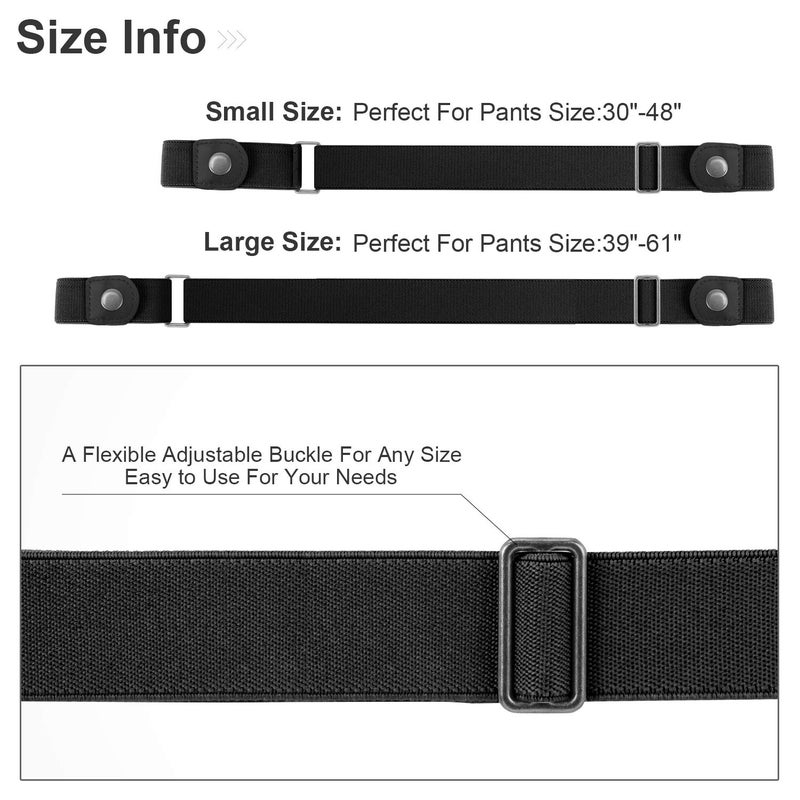 WHIPPY No Buckle Stretch No Show Belt for Men 1.38 inches Wide, Buckless Invisible Elastic Belt for Jeans Pants (Black, Small Size 30-48 inches) - Image 5